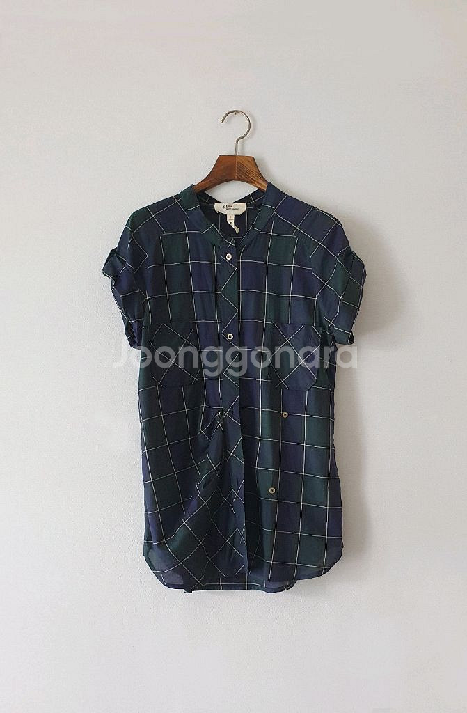 이자벨마랑 체크 버튼업 반팔 롤업 코튼 블라우스--2