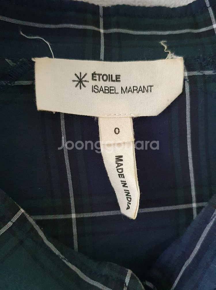 이자벨마랑 체크 버튼업 반팔 롤업 코튼 블라우스--1