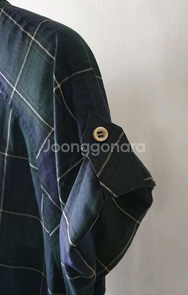 이자벨마랑 체크 버튼업 반팔 롤업 코튼 블라우스--4