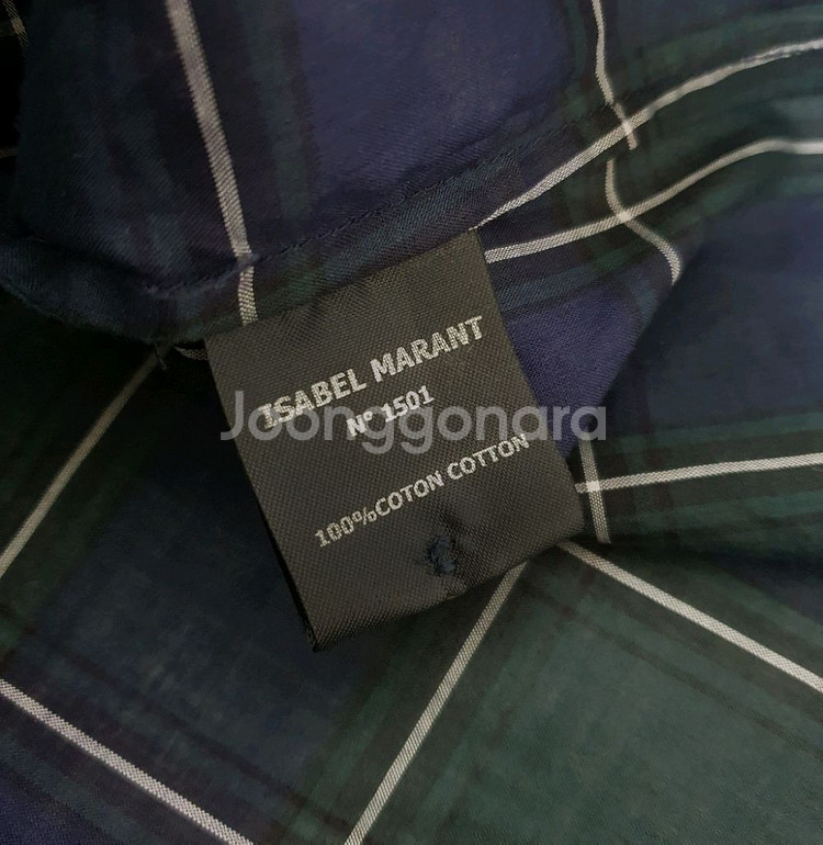 이자벨마랑 체크 버튼업 반팔 롤업 코튼 블라우스--6