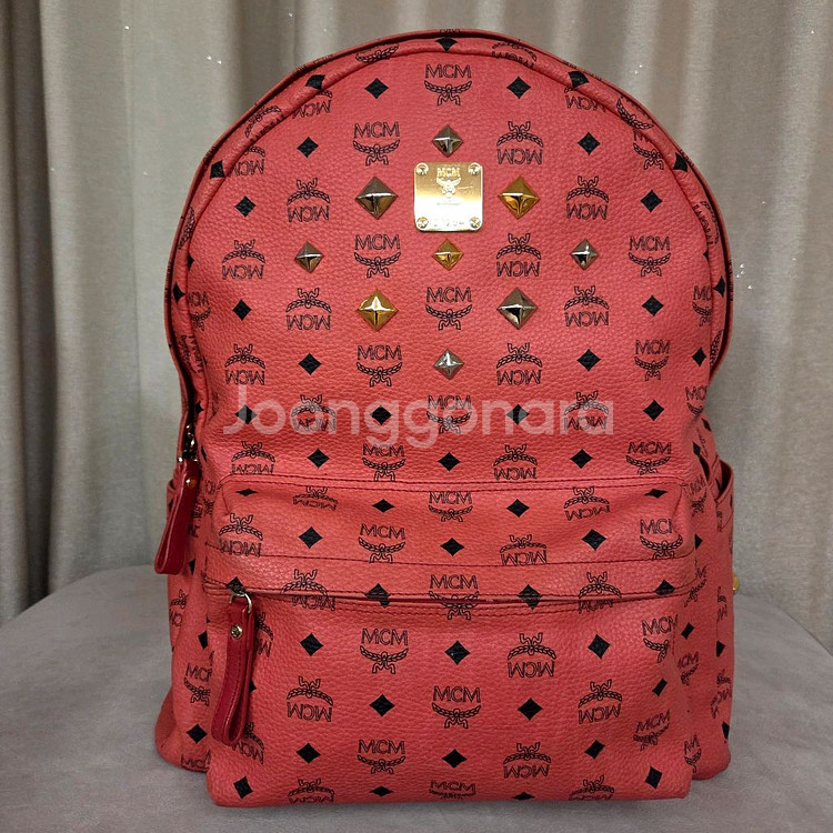 mcm 핑크비세토스 스터드 백팩 라지사이즈--0