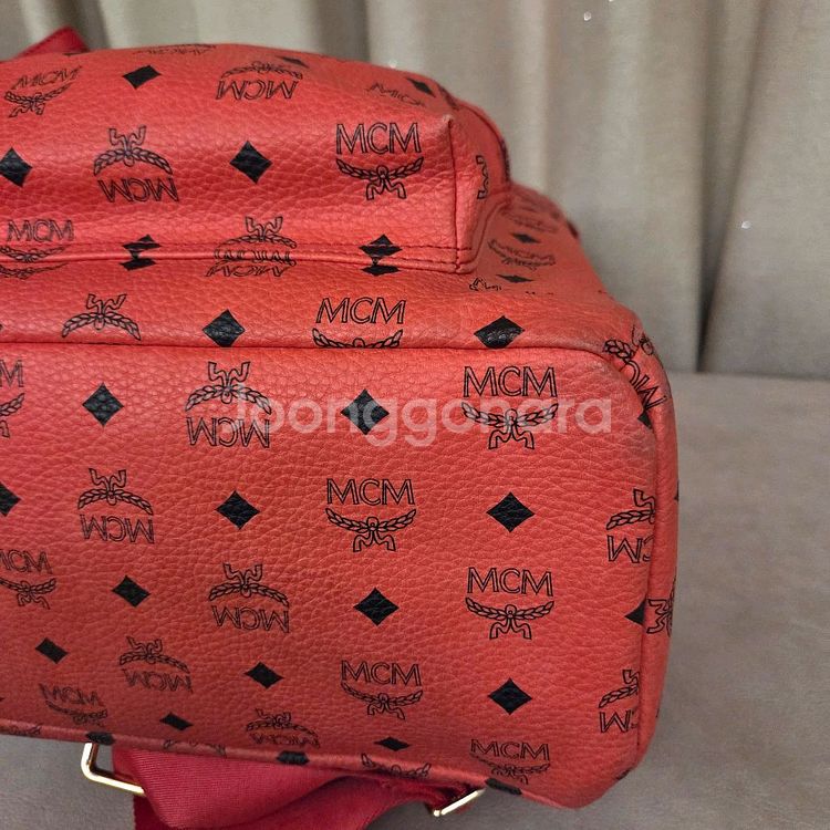 mcm 핑크비세토스 스터드 백팩 라지사이즈--6