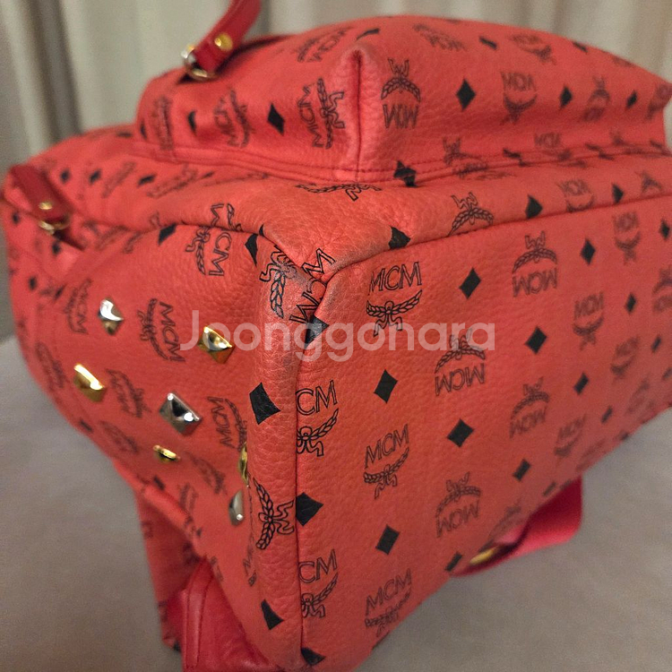 mcm 핑크비세토스 스터드 백팩 라지사이즈--7