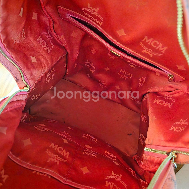 mcm 핑크비세토스 스터드 백팩 라지사이즈--8