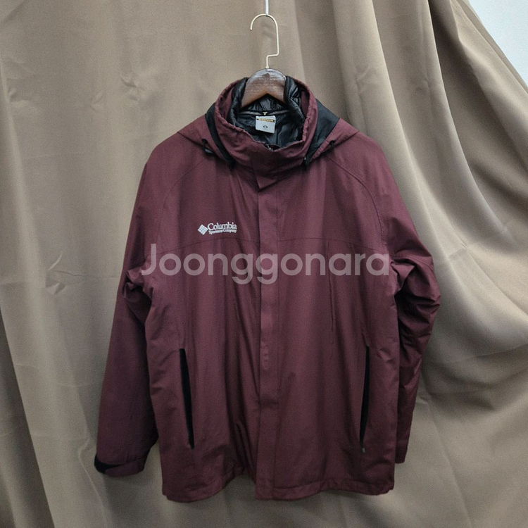 콜롬비아 버건디색 후드 고어텍스 자켓 L--0