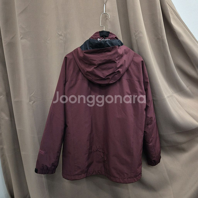 콜롬비아 버건디색 후드 고어텍스 자켓 L--2
