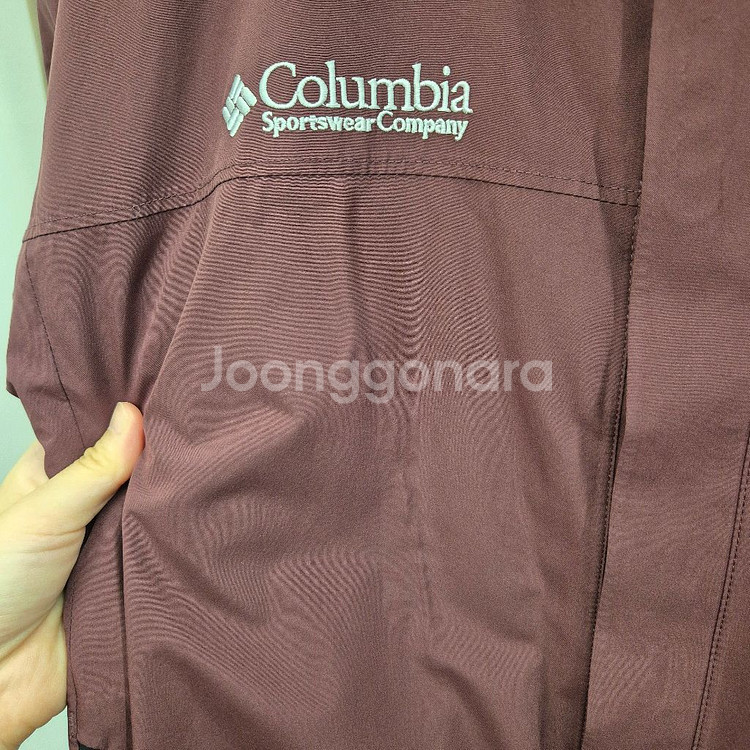 콜롬비아 버건디색 후드 고어텍스 자켓 L--4