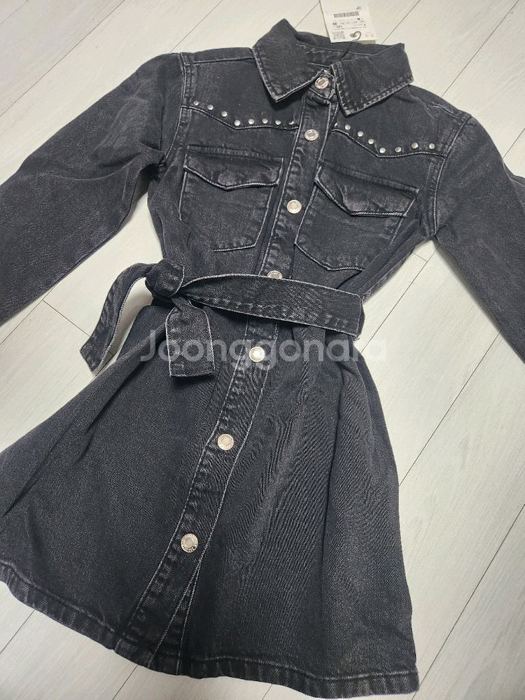 자라키즈 스터드 데님 점퍼스커트 7y 새상품--1