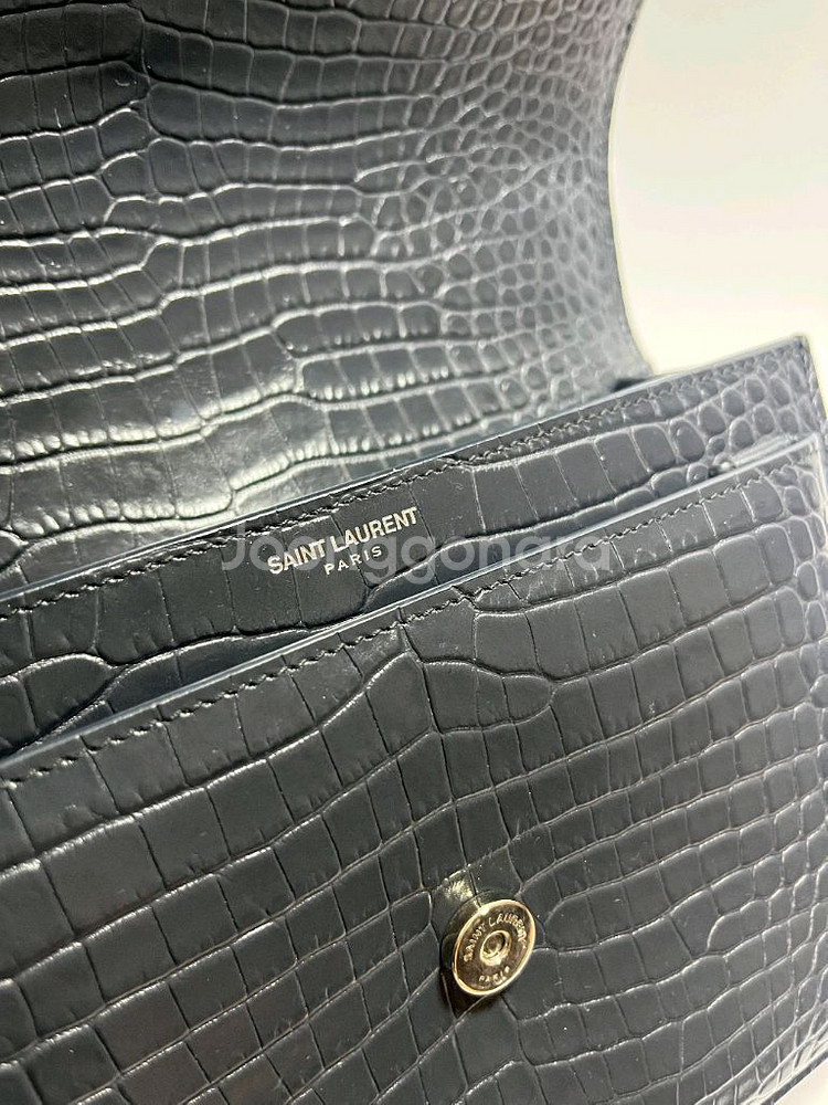 생로랑 선셋 크로커다일 미디움 숄더백--4