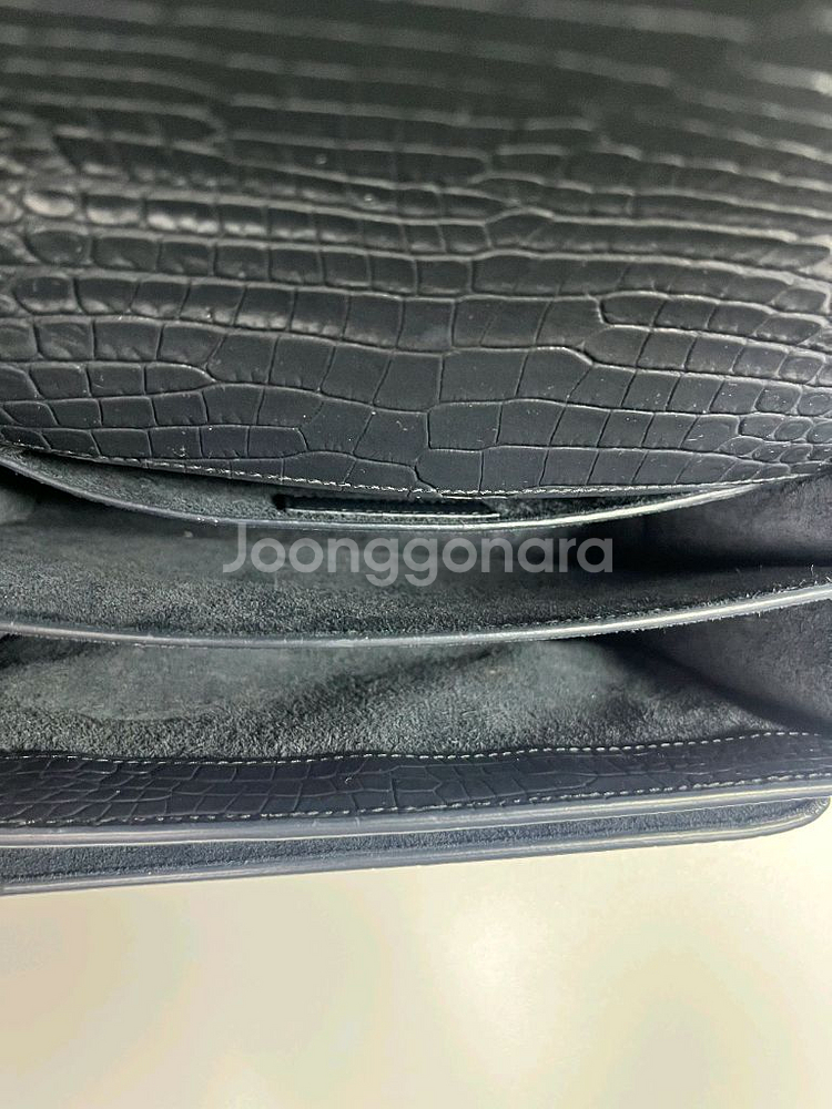 생로랑 선셋 크로커다일 미디움 숄더백--5
