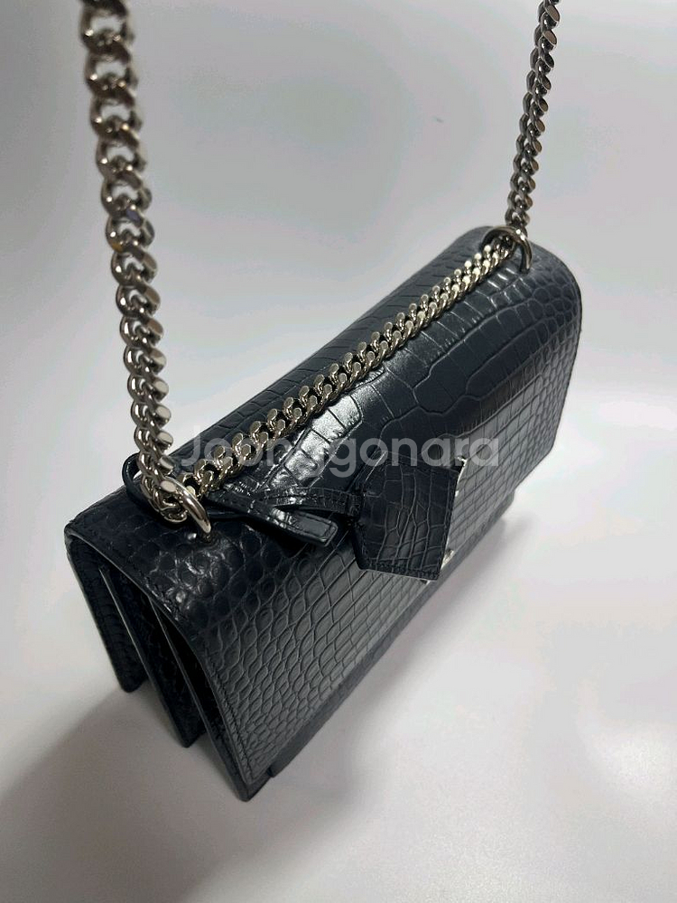 생로랑 선셋 크로커다일 미디움 숄더백--7