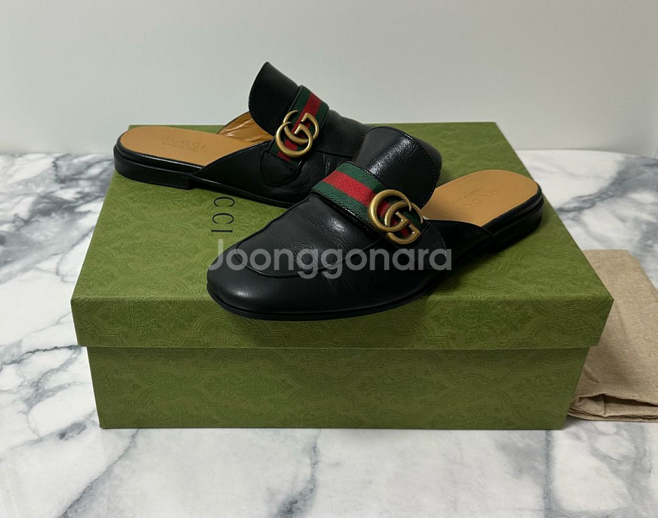 [7.5] 구찌 마몬트 삼선 남성 블로퍼 뮬--0