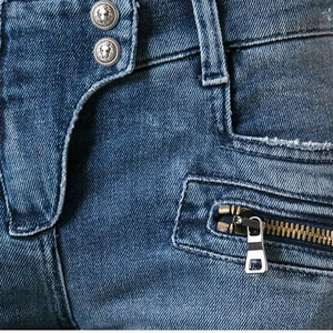 루나에비뉴7 발망 여성 바이커진 레트로 데님팬츠 스키니