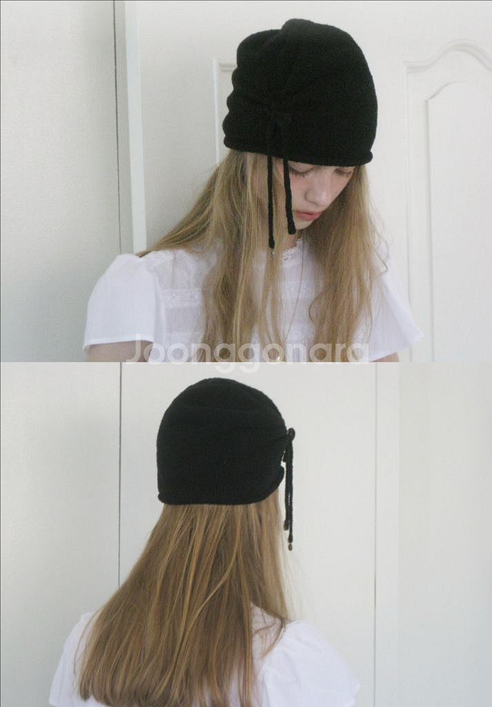 스무스무드 폴루 홀가먼트 니트 비니 블랙--2