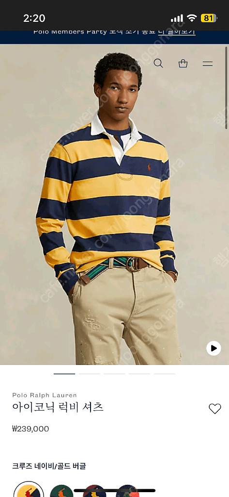 폴로 럭비티 꿀벌 L 이미지