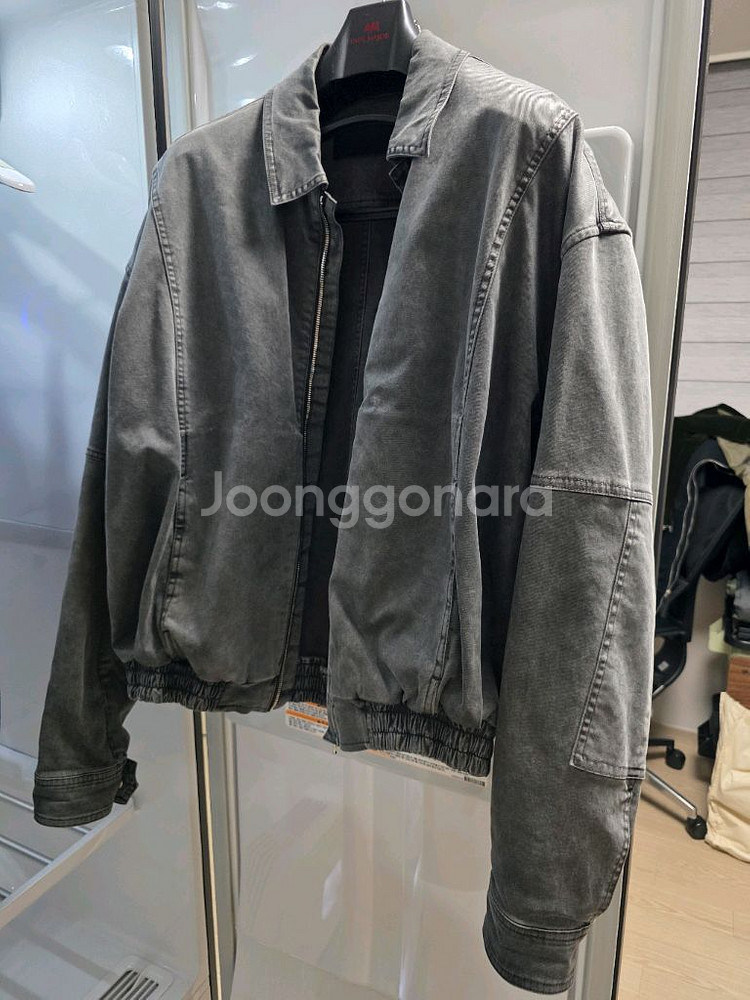 준지 21FW 가먼트 다잉 크롭 블루종 자켓--0