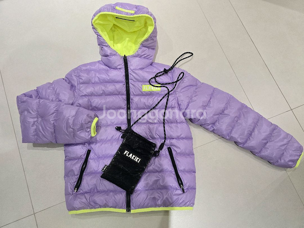 플라키키 퍼플 패딩 12y+패딩크로스백 새상품--3
