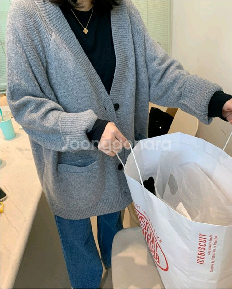 곰부인네 밤비올라 위키드 포켓가디건(그레이)--3