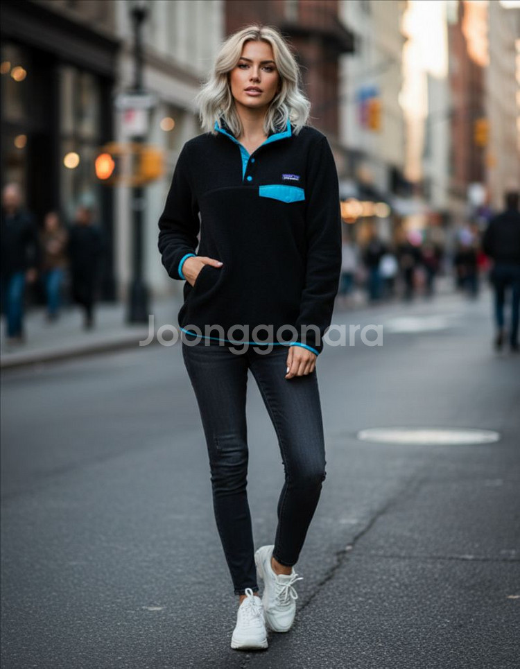 파타고니아 빈티지 신칠라 블랙/민트 후리스 우먼스S--8