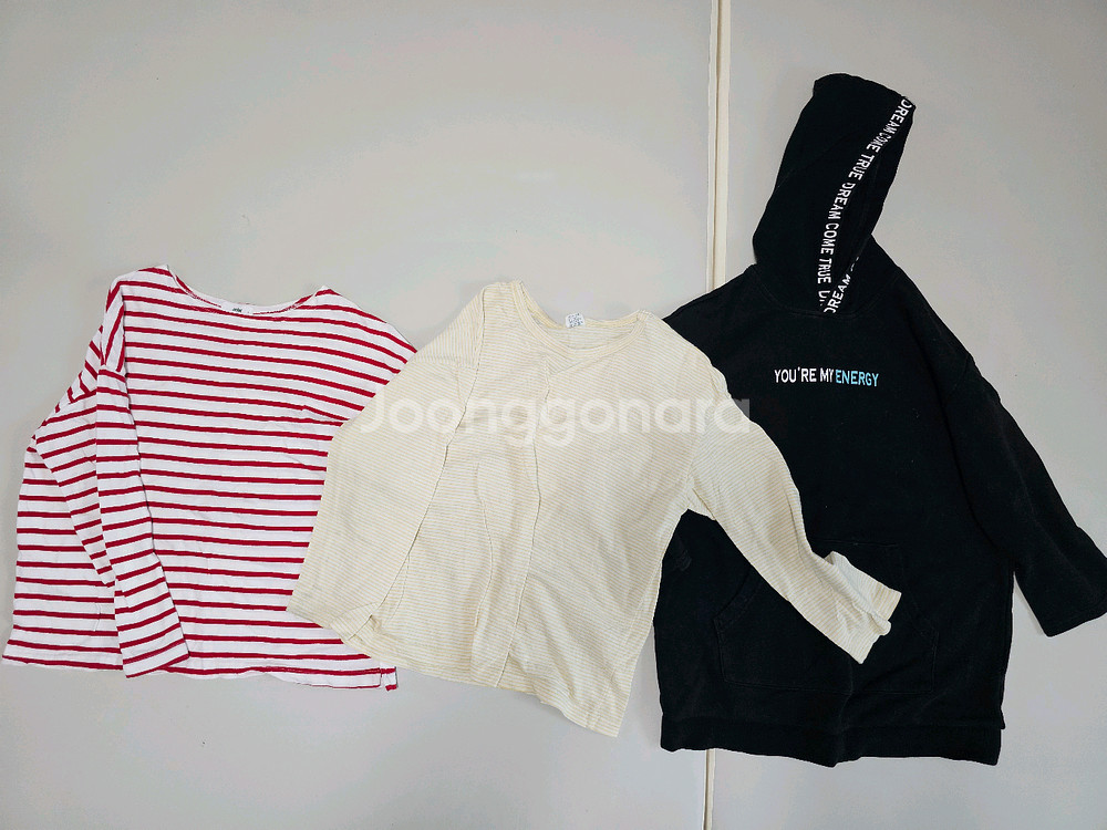초등여아 긴팔 티셔츠 3종 세트 130~140--0