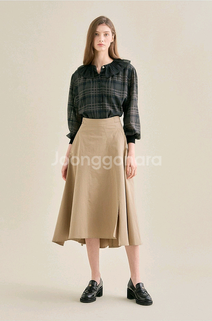 SJSJ 언밸런스플레어스커트 랑방 타임 마인 더캐시미어--0