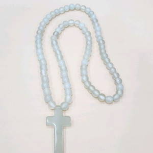 #105 예쁜 옥 십자가 목걸이