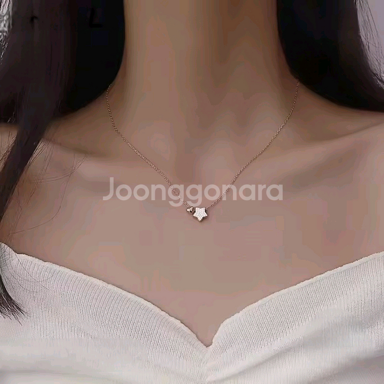새상품 실버925 큐빅 별 볼 목걸이--2