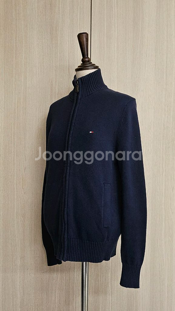 타미힐피거 네이비 하이넥 집업 가디건 (XS) 골프니트--2