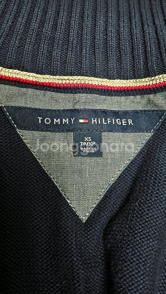 타미힐피거 네이비 하이넥 집업 가디건 (XS) 골프니트--5