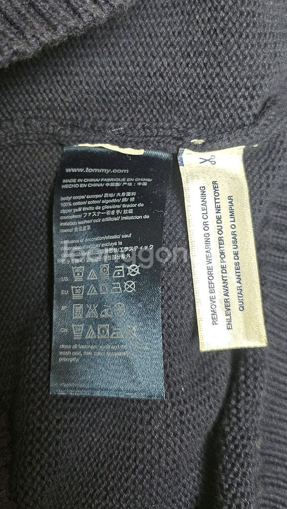 타미힐피거 네이비 하이넥 집업 가디건 (XS) 골프니트--6