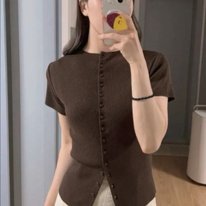 하베크 - 투웨이 버튼 니트 가디건 브라운