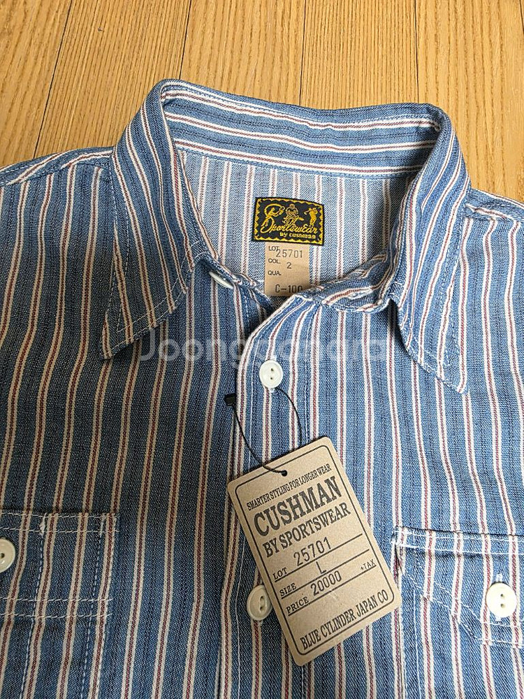 쿠쉬맨 인디고 스트라이프 워크 셔츠 Lot.25701--3