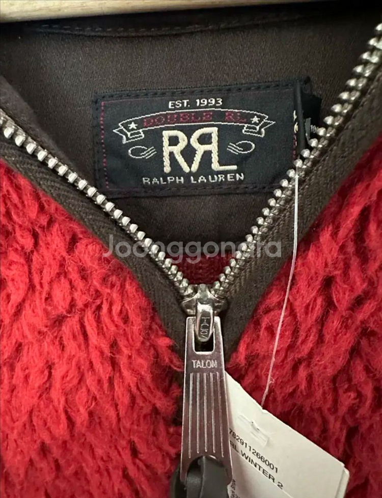 RRL 랄프로렌 레드 플리스 후드 집업 xl 새상품--1