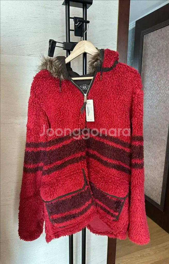 RRL 랄프로렌 레드 플리스 후드 집업 xl 새상품--0