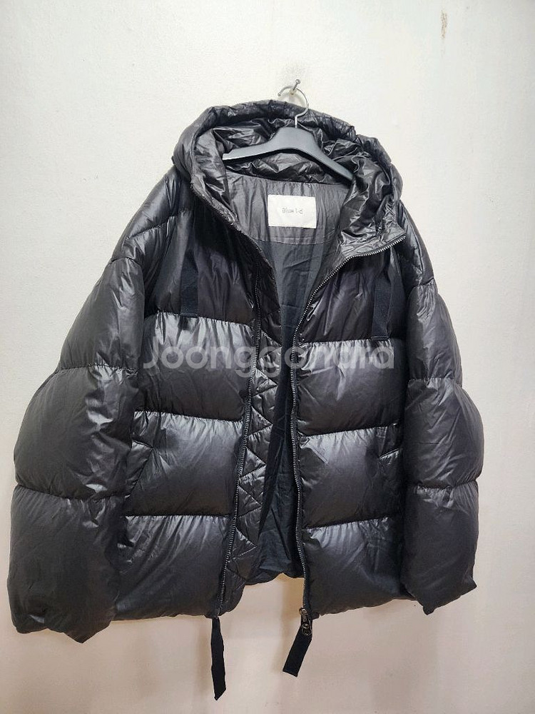 블루 i-d 후드 이중지퍼 루즈핏 패딩--1