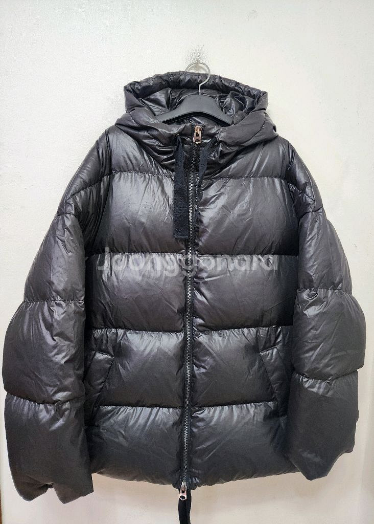 블루 i-d 후드 이중지퍼 루즈핏 패딩--2