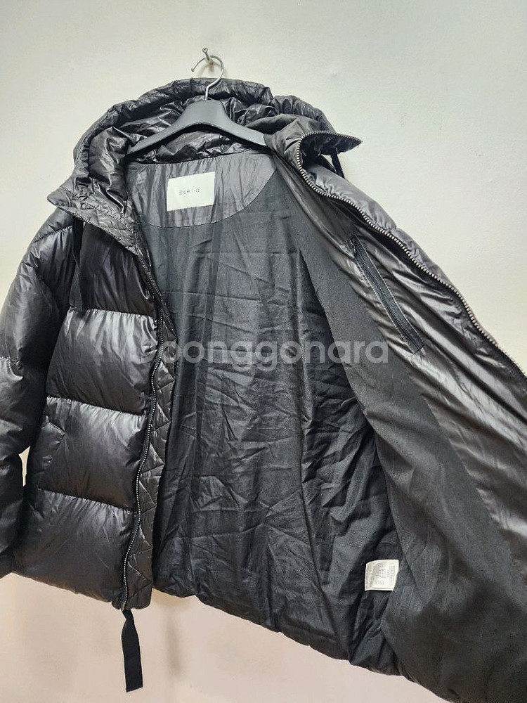 블루 i-d 후드 이중지퍼 루즈핏 패딩--6