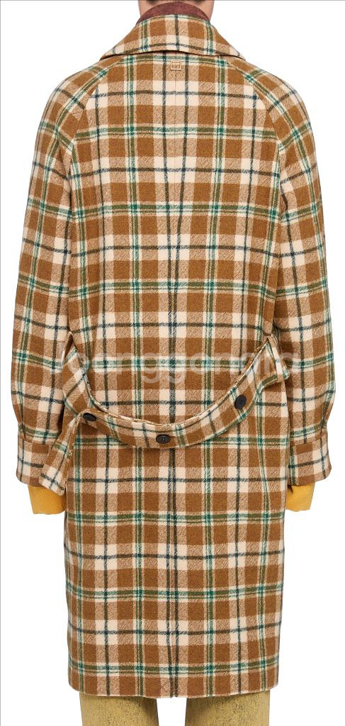 우영미 카멜 체크 맥코트 46사이즈--8