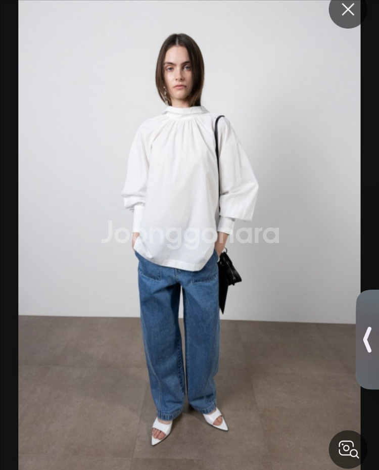 (택있는 새상품) 오르 하이넥 코튼 블라우스 XS--1