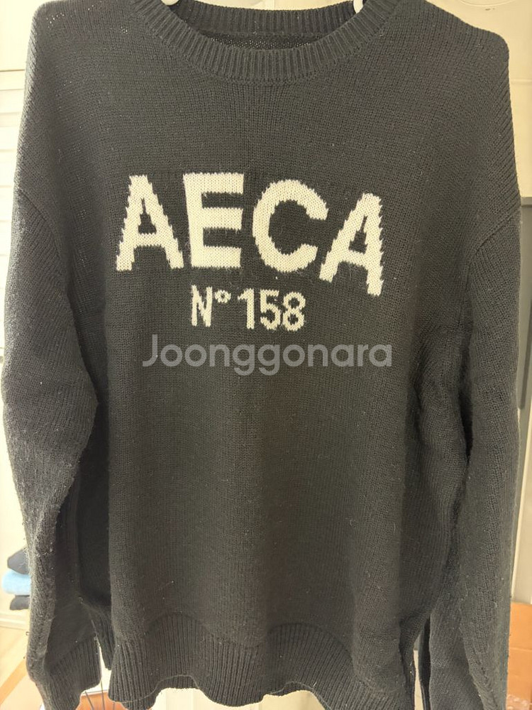 에이카화이트 빅 로고 울 니트 L 블랙--0