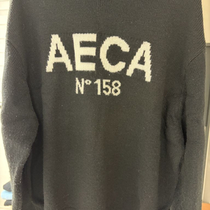 에이카화이트 빅 로고 울 니트 L 블랙