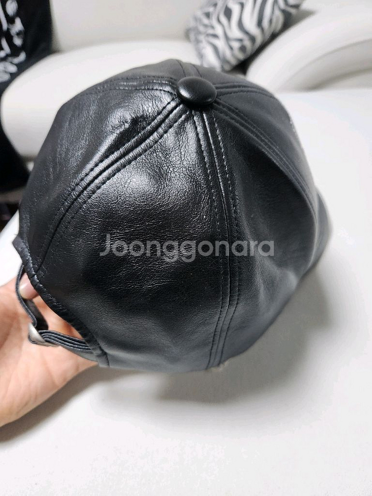 메종미네드 레더 볼캡 블랙--4