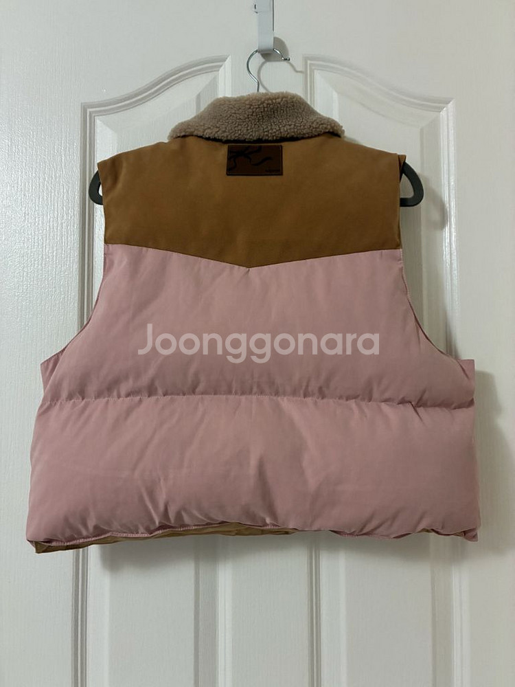 론론 스웨이드 블럭 패딩 베스트 - 소프트핑크--3