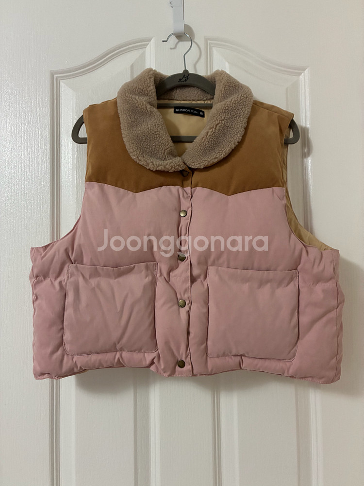 론론 스웨이드 블럭 패딩 베스트 - 소프트핑크--2
