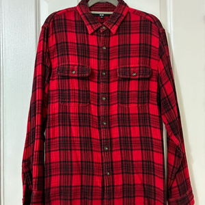유니클로 남녀공용 레드 체크셔츠 - L 사이즈