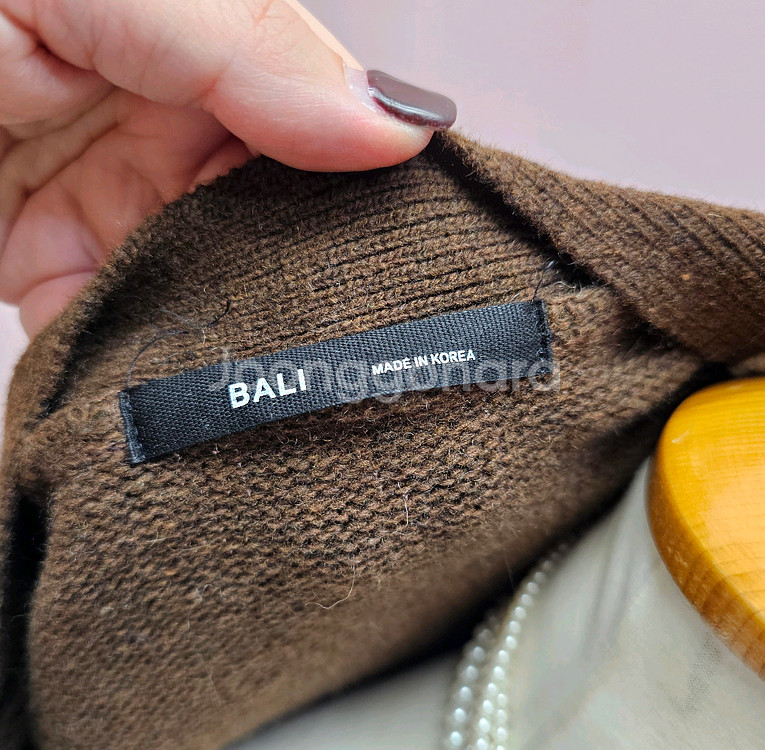 브라운 베이지 컬러블록 가디건--8