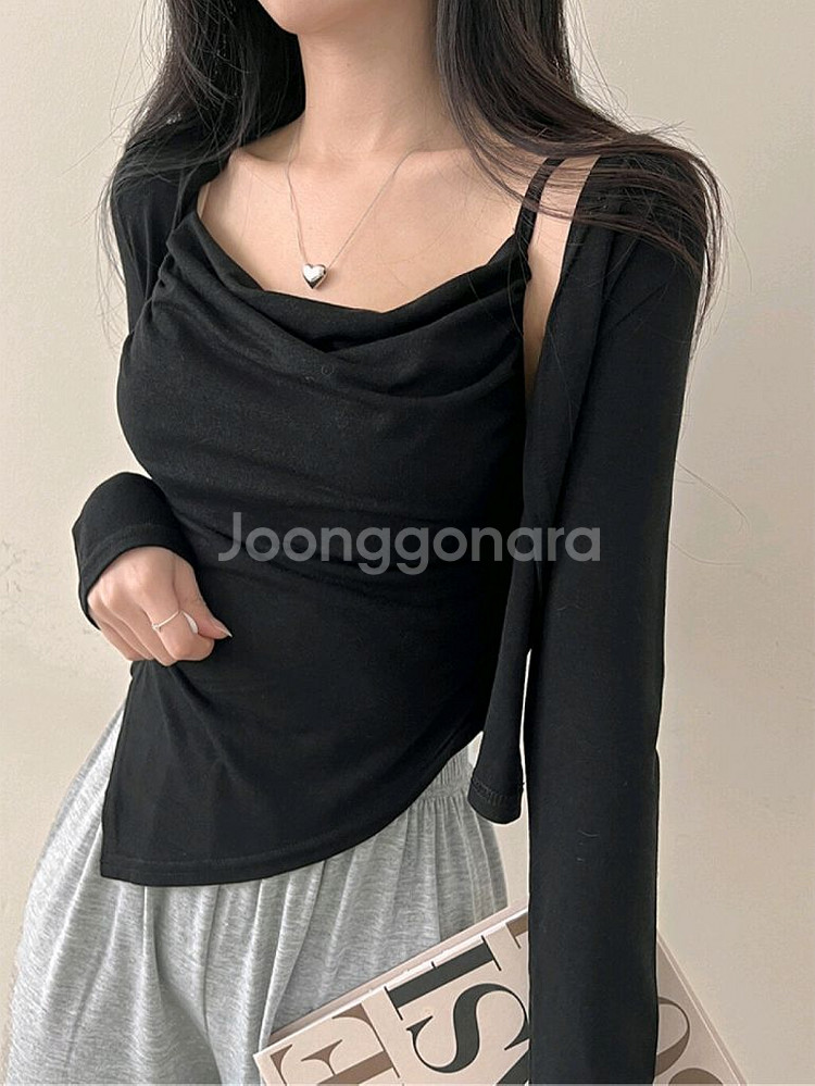 새상품)드레이프 나시 가디건세트 요술핏--2