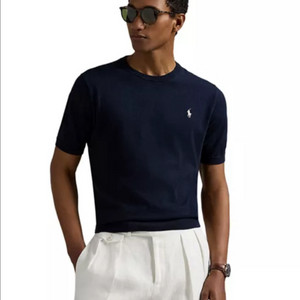 폴로 크루넥 반팔 스웨터 L 네이비 새상품 팝니다