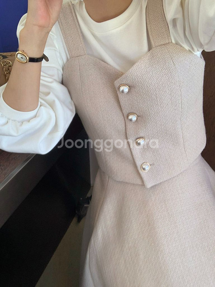 바이씨니 하트트위드베스트&스커트 세트--1