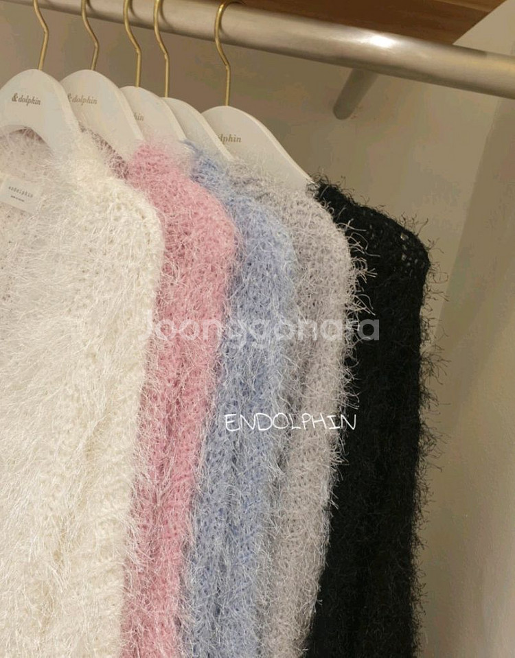 엔돌핀) 오버핏 깃털 퍼 가디건--6